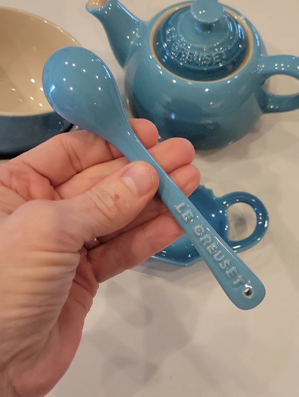 Retired Le Creuset Tea For 2 Set In Carribean Color